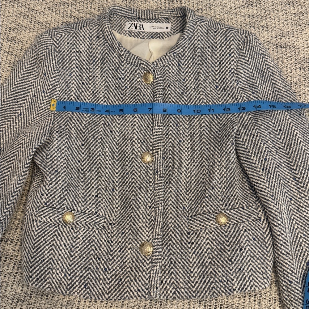 Zara Women’s Herringbone Tweed Cropped Jacket Size XS (24) - Picture 7 of 8